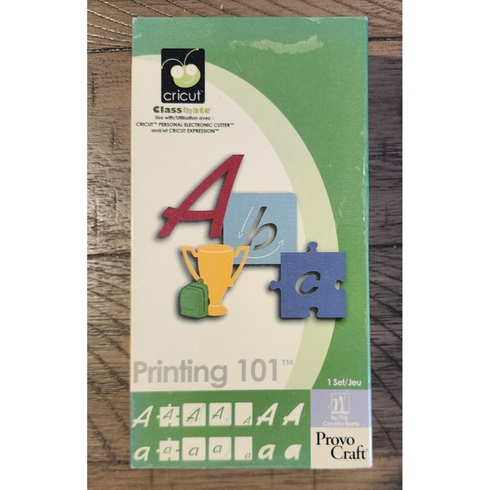 Cricut Classmate Printing 101 Font Set Cartridge 29-0393 Provo Craft Complete